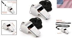 Lightweight Stainless Steel Whistles – 2-Pack with Lanyards for Hands-Free Use