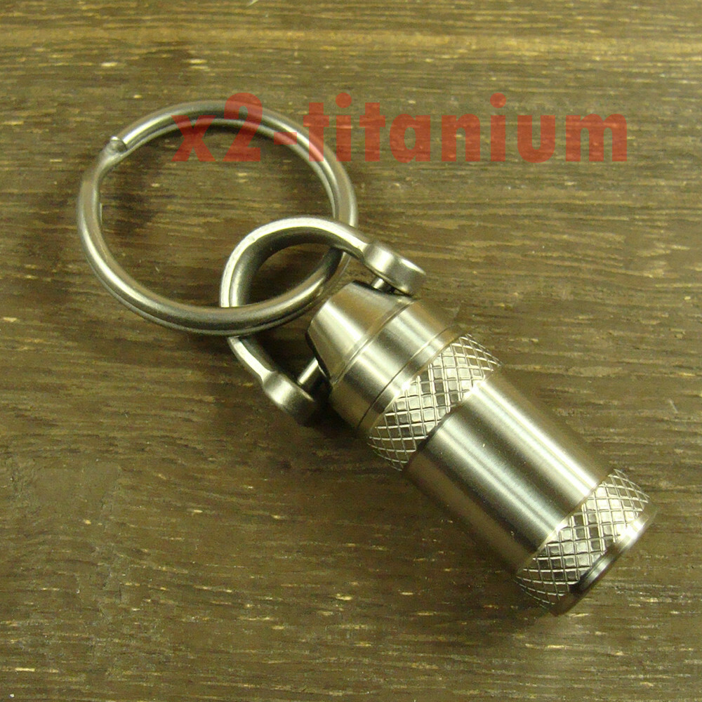 Titanium EDC Key chain Waterproof Capsule pill Bottle + D shackle XH647