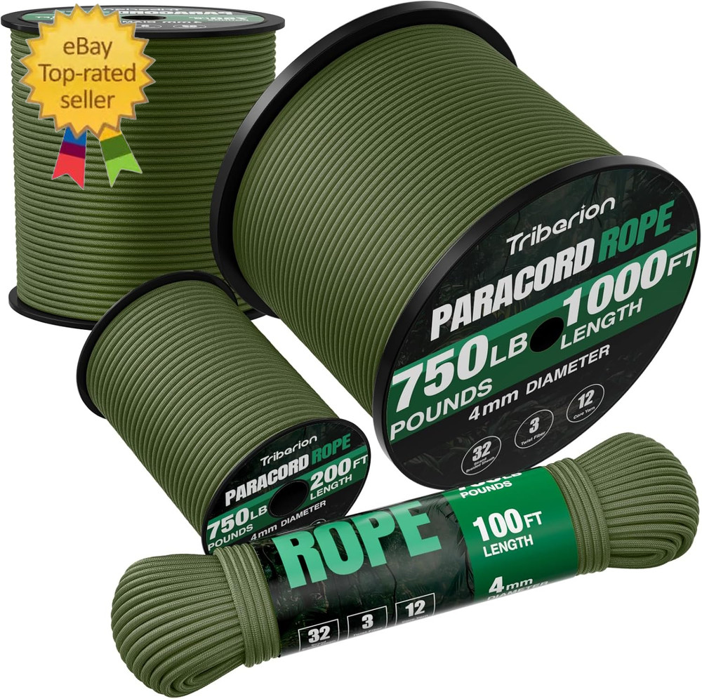 Paracord Rope 750 Lb – 1000Ft / 500Ft / 200Ft / 100Ft 5/32″ Parachute Cord 4MM 1