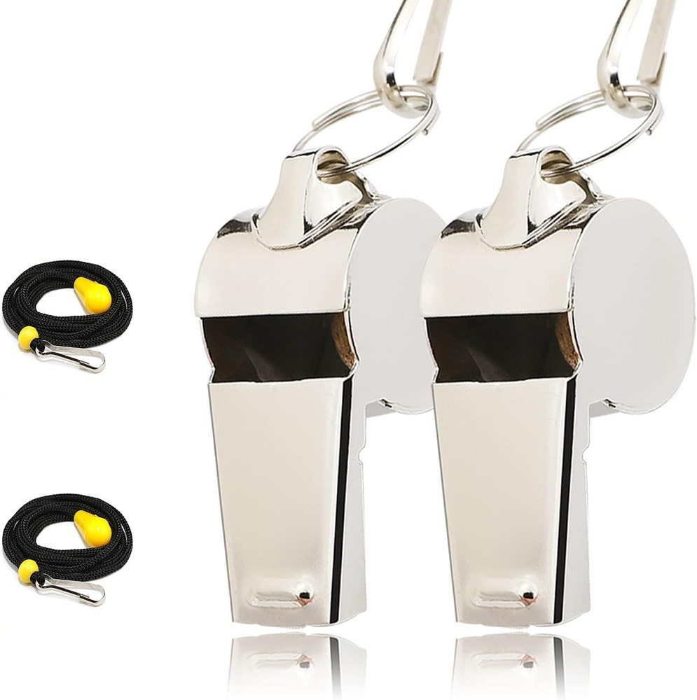 Whistle for Coaches, Metal Whistles for Adults with Lanyard, Loud Sport Whistle