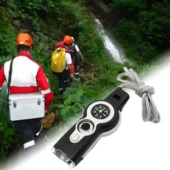 7-in-1 Outdoor Survival Whistle LED Light Compass Thermometer Camping Hiking Too