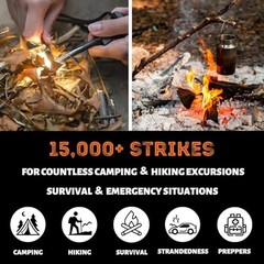 Fire Starter Kit – Premium Flint and Steel Firestarter for Campfires, Hemp