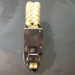 Yellow Nylon Paracord Bracelet w/ Emergency Knife Buckle 6in 550lb 7-Strand