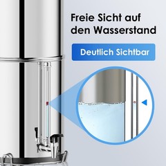Gravity Water Filter 8.5L – Stainless Steel Tank with 4 Filters Activated Carbon/Flu…
