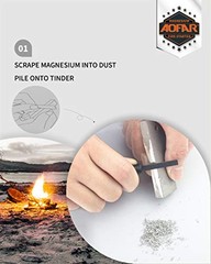 AOFAR Magnesium Fire Starter 2-Pack Waterproof Fire Steel for Camping Survival