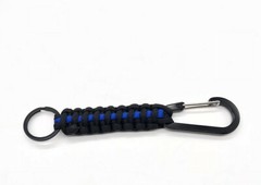 Paracord Keychain Thin Blue Line with Key Ring and Carabiner Police Enforcement