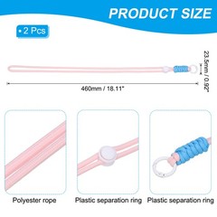2 Pcs Paracord Lanyard Necklace, Lanyard with Split Ring, Pink & Blue & White