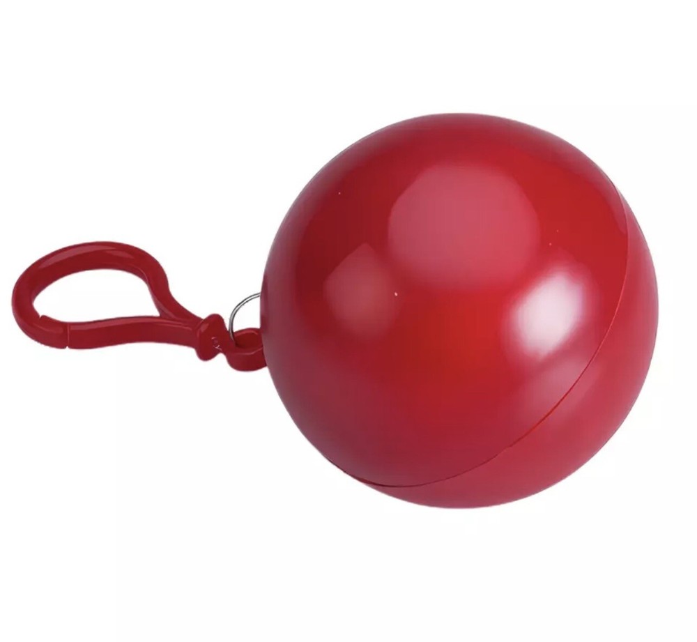 5- EMERGENCY PONCHO Poncho in a Red Plastic Ball With Securement Clip