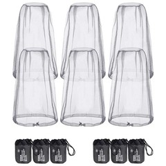 6 Pack Mosquito Head Net Mesh for Hiking & Outdoors Bug Netting Over Hat Fish…