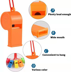 WSYUB 72Pcs Plastic Whistles, Bulk Whistles, Training Sports Whistles with Lanya