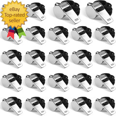 24-Pack Stainless Steel Whistles with Lanyards – Loud, Clear Sound for Coaches,