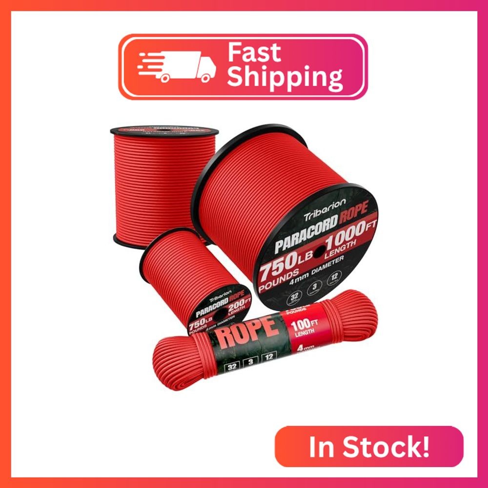 TRIBERION Paracord Rope 750 lb – 1000ft 5/32″ Parachute Cord 4MM 12-Strand para