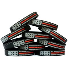 Worn Distressed USA Flag Thin RED Line Wristband Lot- Fire Services Bracelet