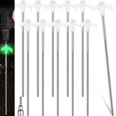 Hicarer 40 Pcs 12 Inch Tent Stakes Screw in Camping Luminous White