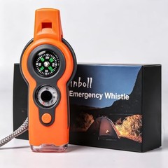 Emergency Survival Function Whistle, Outdoor Multifunctional Tool Safety Orange