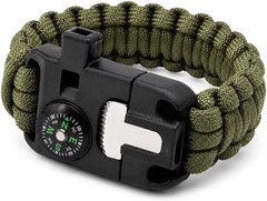 Sports Whistle, 6-in-1 Survival Tool with Compass Fire Starter Paracord, Compact