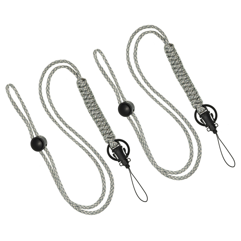 2Pcs Paracord Lanyard Braided Lanyard Necklace Keychain Badge Lanyard Grey Camo