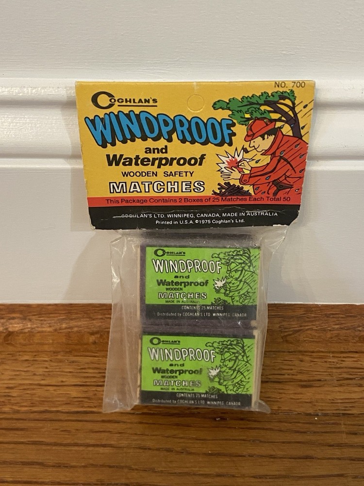 Vintage Coghlan’s Windproof & Waterproof Wooden Matches 2 Packs Of 50 New