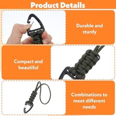 Mabor 3 Pack Paracord Lanyard with Triangle Carabiner Clip – Durable Rope