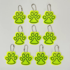 10PCS Cute Cat Paw Reflective Keychain Night Safety Kids Pet Double-Sided Reflec