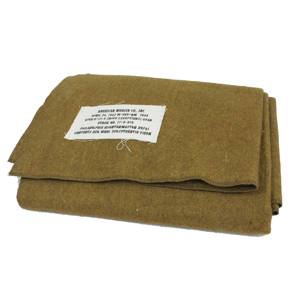 WW2 Reproduction US Army Mustard Brown Wool Blanket Bushcraft Camping Emergency