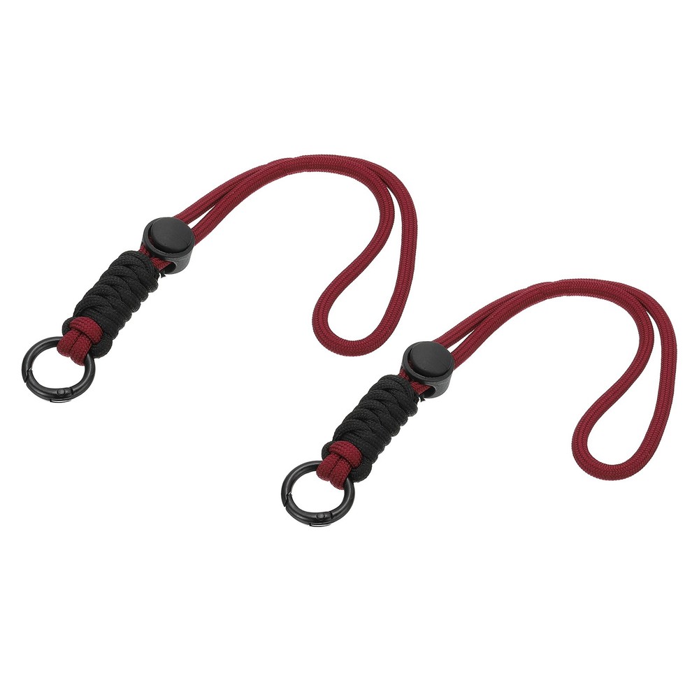 2Pcs Paracord Lanyard Keychain with Spring Ring, Black, Burgundy
