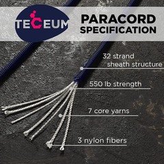 Teceum Paracord Type Iii 550 Navy Blue 100 Ft 4Mm Tactical Rope Mil-Spec