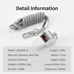 Whistle 2 Packs Stainless Steel Coach Sports Whistle with Lanyard, Loud Crisp