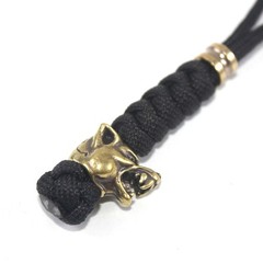 Paracord Knife Lanyard with Brass Wolf-Head Bead Paracord Lanyard for Knife EDC