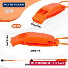 6Pcs Emergency Whistle Survival Whistles Loud Marine Safety Whistle with