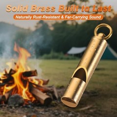 Brass Emergency Whistles 2 Pack with Tangle-Free Lanyard – Pealess Safety