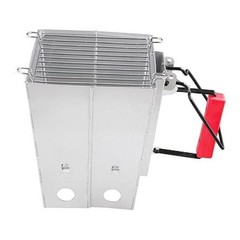 Foldable Charcoal Chimney Fire Starter Camping Grill, silver and red