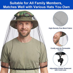 2 Pack Large Mosquito Head Net Bug Net Hat Hiking Camping Fishing Gardening |…