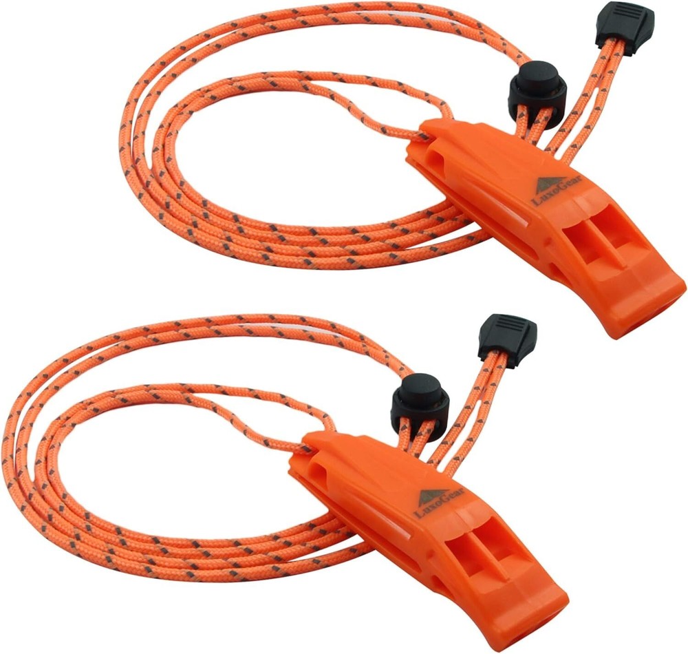 LuxoGear Emergency Whistles with Lanyard Safety Whistle Survival Shrill Loud