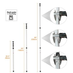 REDCAMP Aluminum Adjustable 35.43-90.55in (3 Section, Telescoping), Silver