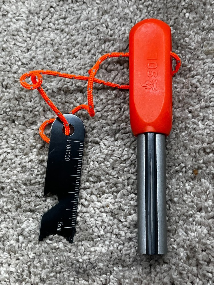 Sol Mag Striker Fire Starter Orange Flint Fire Starter Bottle Opener 93447