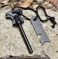 Fire Starter Flint Steel Striker Survival Kit Ferro Rod Camping Outdoor Tool