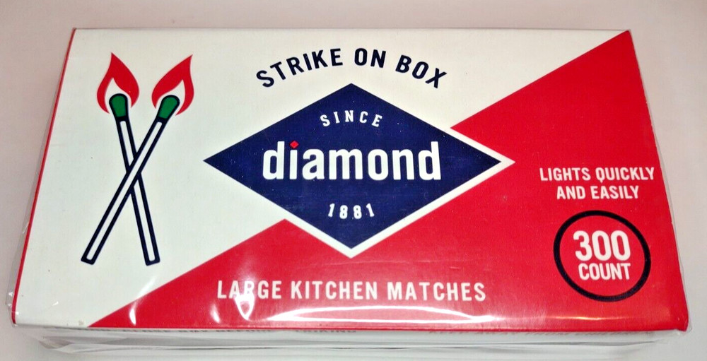 Diamond Large Wooden Kitchen Matches 300ct, Sealed, Green Tip, Free Shipping.