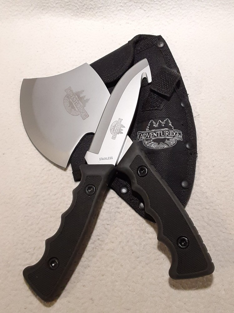 Adventuridge Knife and Ax, Hatchet Combo W Sheath Camping Survival Gear