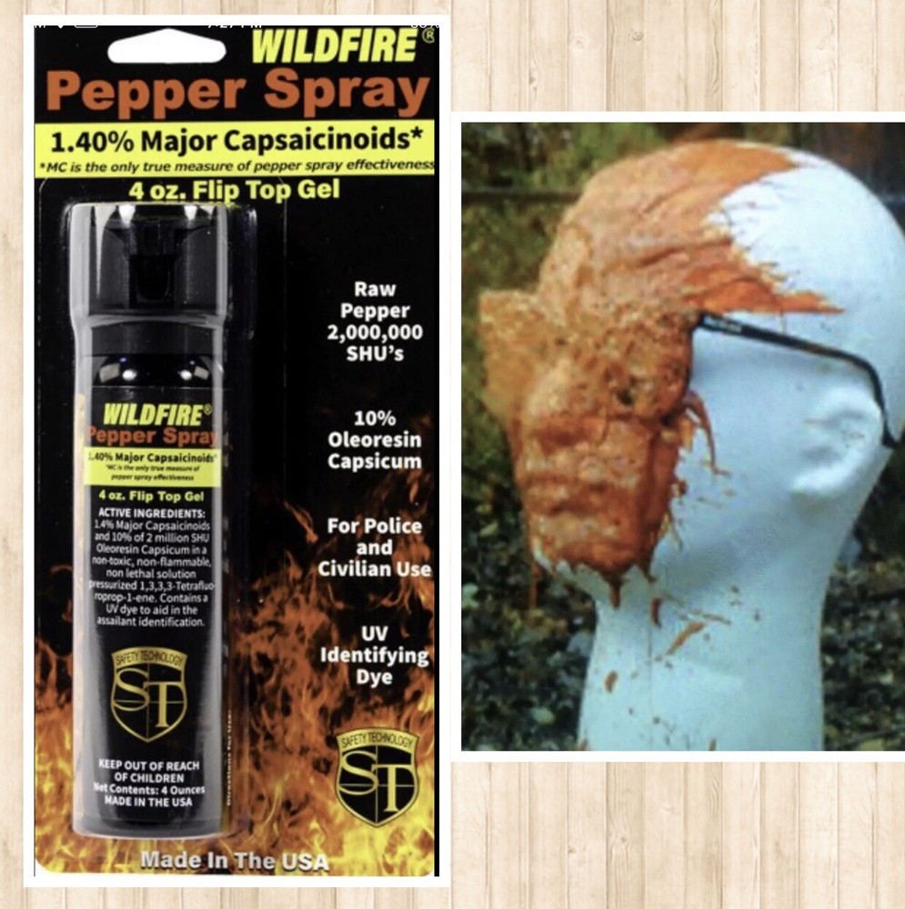 HOTTEST Wildfire Sticky Pepper GEL Self Defense 4oz Spray 10% OC 1.4% MC UV Dye