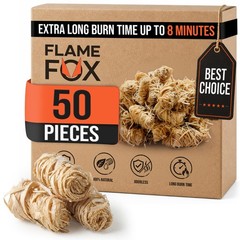 FlameFox Fire Starters 50 pcs – Natural Wood Wool Tumbleweed 50,