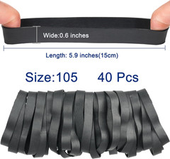 -Rubber Bands 40 Pcs Size#105 Big Black Rubber Band Large Elastic Band Rubber Ba