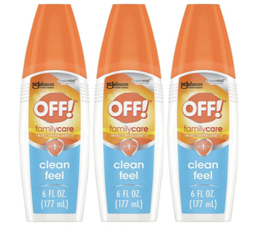 3 New OFF! Family care Insect Repellent 2, Clean Feel Pump 6 Fl oz Each.