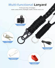 2 Set Heavy Duty Paracord Lanyard and Braided Keychain for ID Card Badge Holder,