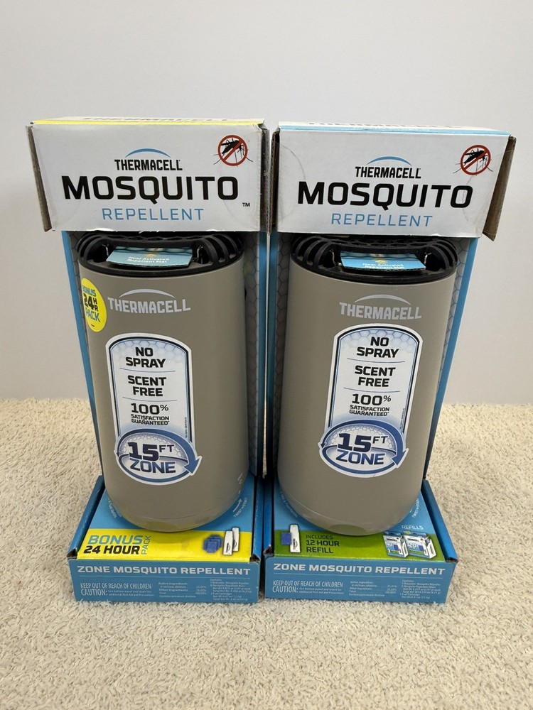 THERMACELL Mosquito Repellent Zone Device 15ft No Spray Scent Free NEW 2 Pack