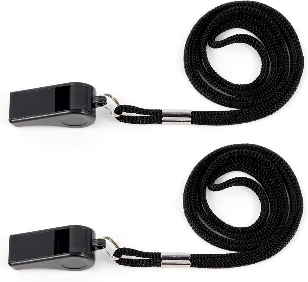 Plume’CHJ Pink Sports Referee Whistles with Lanyard, 2 Pack Loud ABS Plastic