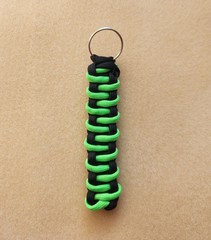 Black/Green Keychain 550 Paracord Handmade Cobra Knot Modified