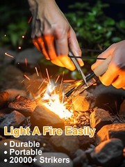 Fire Stater Survival Tool Magnesium Rod Steel Striker Wick Hemp Rope Bag Tactic