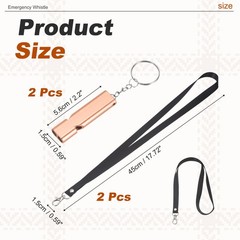 Emergency Whistle, 2 Pcs & Rose Gold/Pink – Fitting for (Outdoor Camping/Hiking)