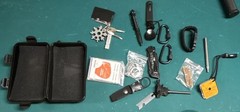 Survival Kit Hard Case Black w/ Emergency Blanket, Compass, Whistle, Multitool